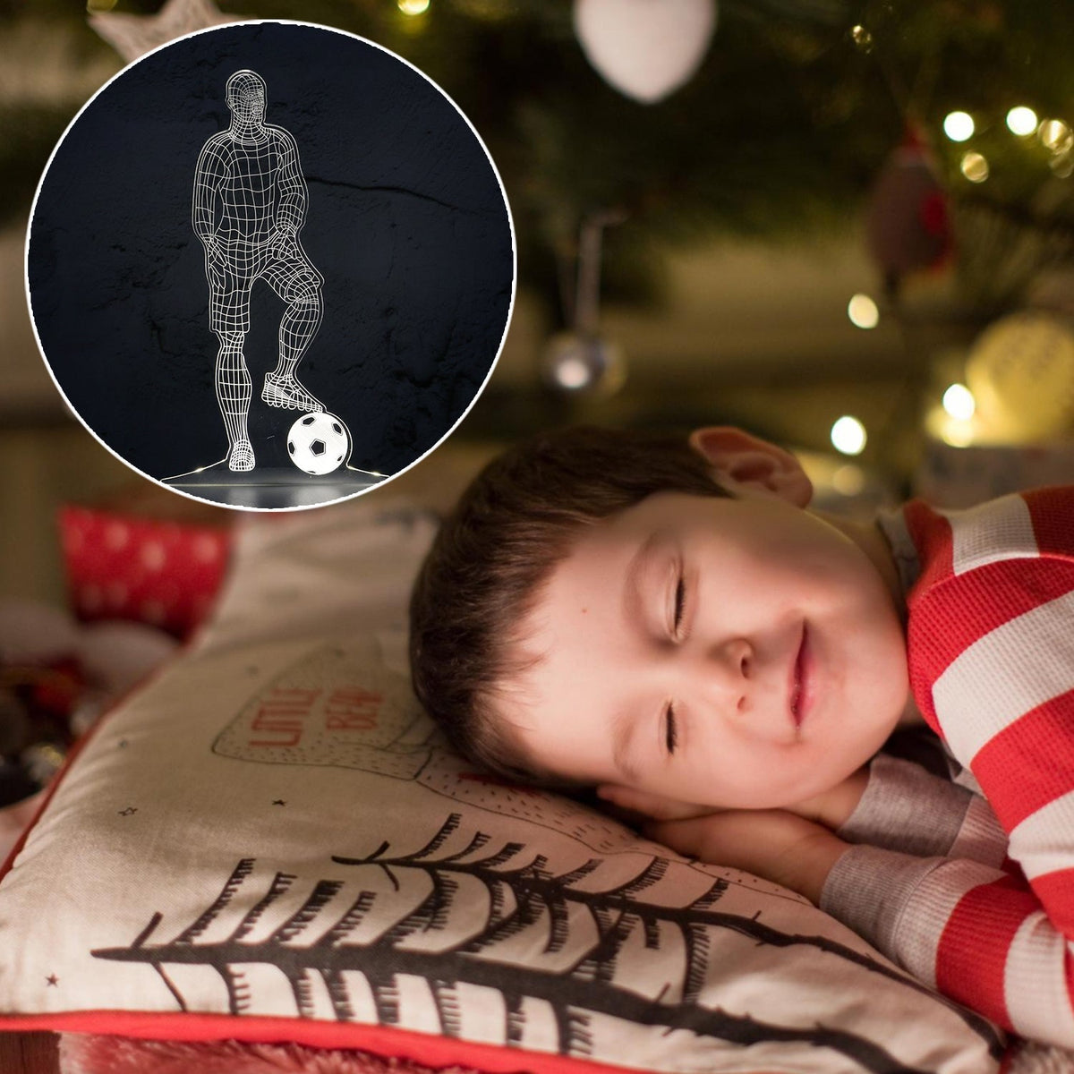 3D Illusion LED Night Lamp with Football Player Design