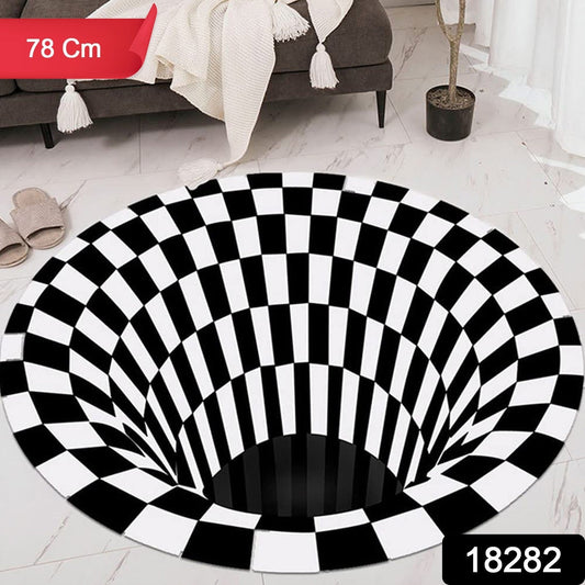 3D Space Round Carpet, Floor Mat Non-Woven Doormat (1 Pc / 78 Cm)