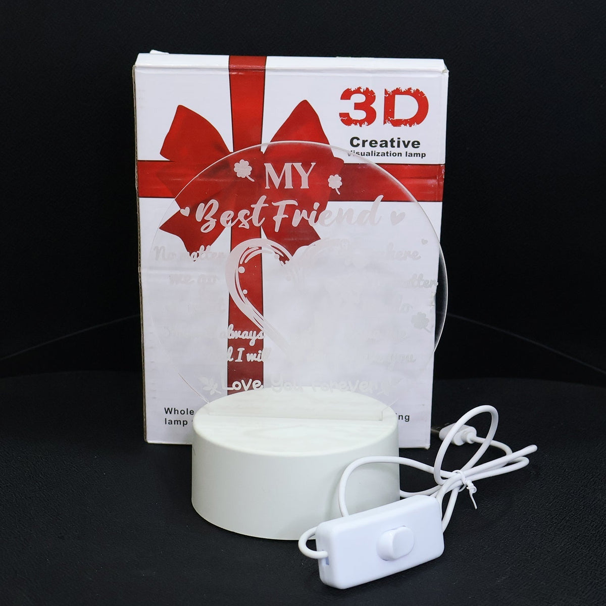 3D Illusion LED Night Lamp with Heart and Best Friend Design